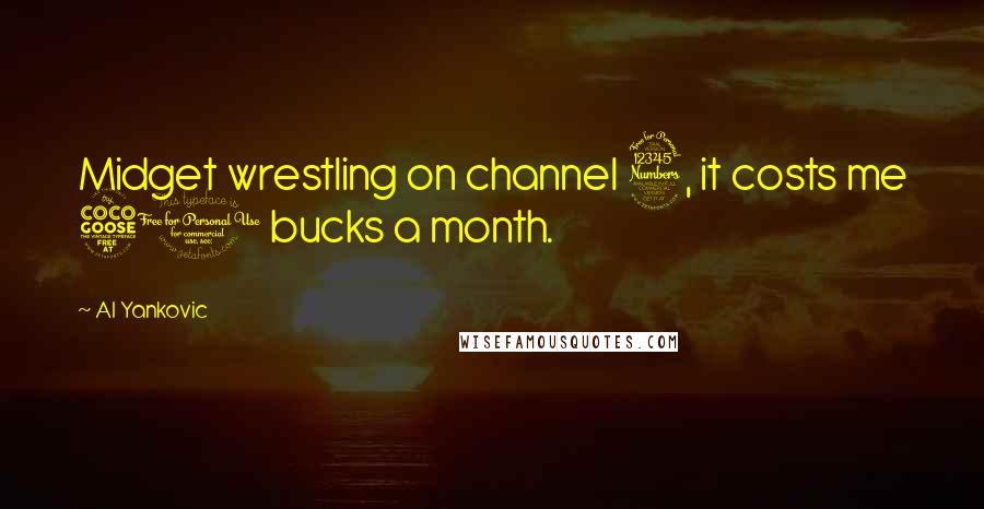 Al Yankovic Quotes: Midget wrestling on channel 3, it costs me 50 bucks a month.
