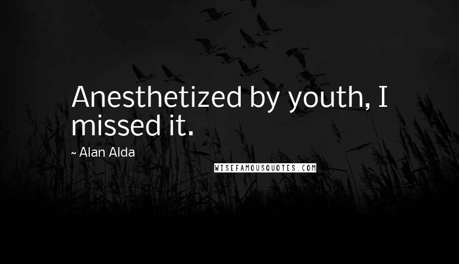 Alan Alda Quotes: Anesthetized by youth, I missed it.