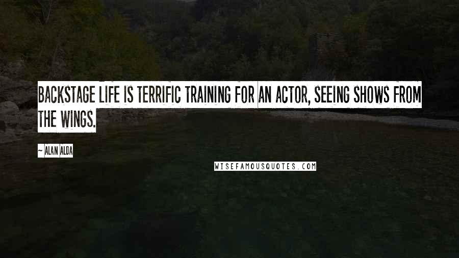 Alan Alda Quotes: Backstage life is terrific training for an actor, seeing shows from the wings.