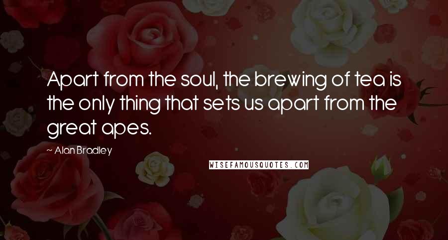 Alan Bradley Quotes: Apart from the soul, the brewing of tea is the only thing that sets us apart from the great apes.