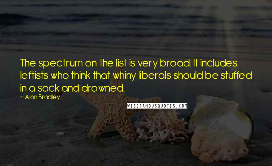 Alan Bradley Quotes: The spectrum on the list is very broad. It includes leftists who think that whiny liberals should be stuffed in a sack and drowned.