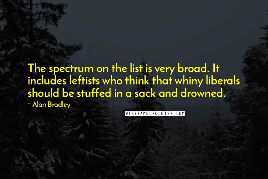 Alan Bradley Quotes: The spectrum on the list is very broad. It includes leftists who think that whiny liberals should be stuffed in a sack and drowned.