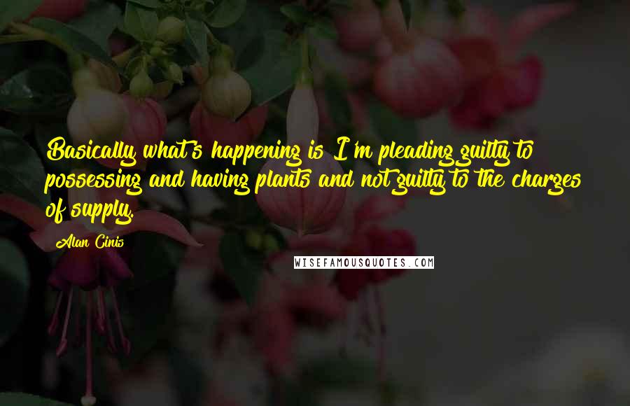 Alan Cinis Quotes: Basically what's happening is I'm pleading guilty to possessing and having plants and not guilty to the charges of supply.