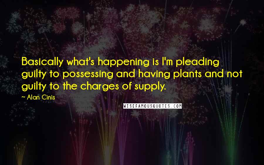 Alan Cinis Quotes: Basically what's happening is I'm pleading guilty to possessing and having plants and not guilty to the charges of supply.