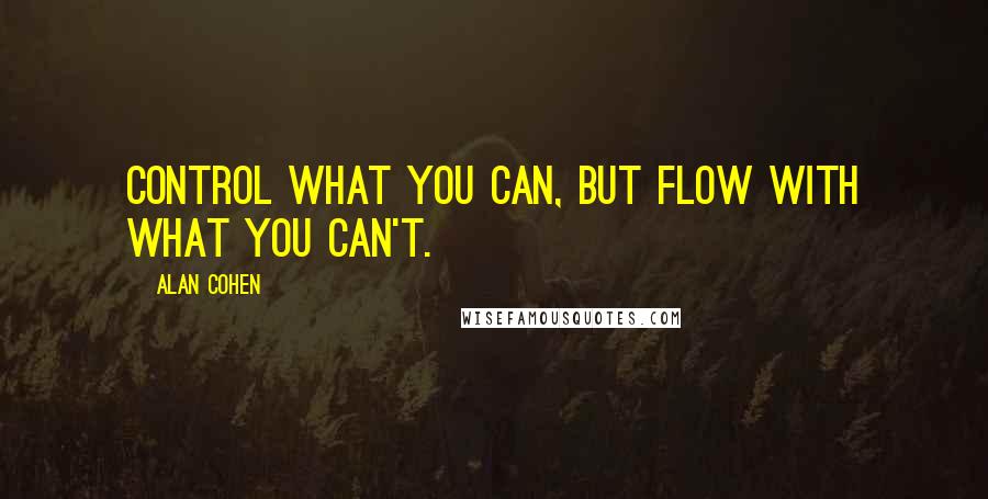 Alan Cohen Quotes: Control what you can, but flow with what you can't.