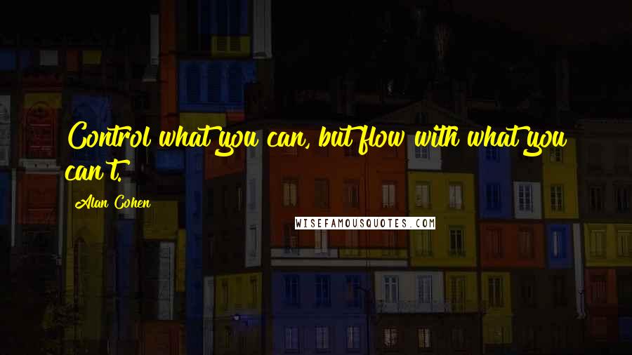 Alan Cohen Quotes: Control what you can, but flow with what you can't.