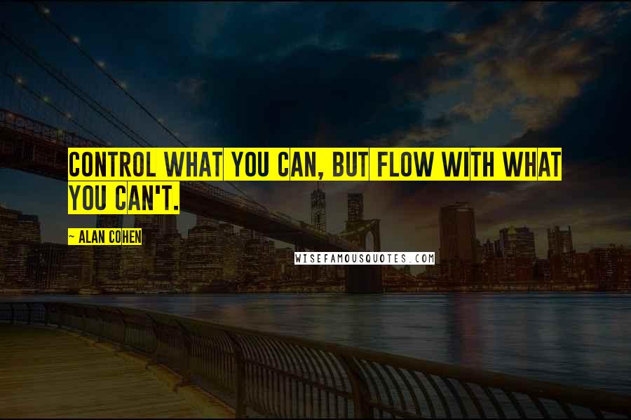 Alan Cohen Quotes: Control what you can, but flow with what you can't.