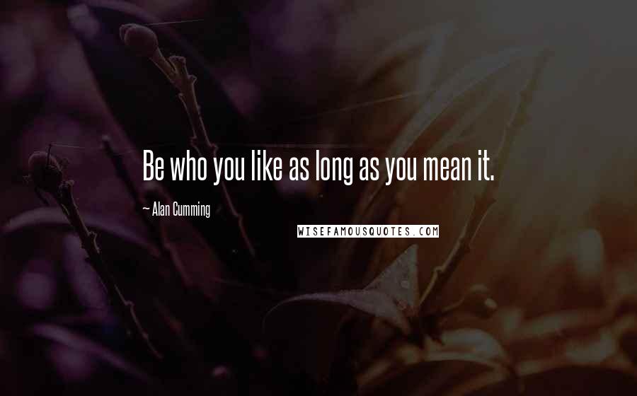 Alan Cumming Quotes: Be who you like as long as you mean it.