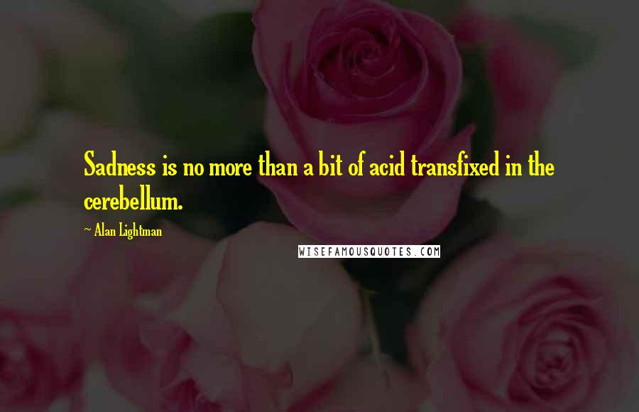 Alan Lightman Quotes: Sadness is no more than a bit of acid transfixed in the cerebellum.