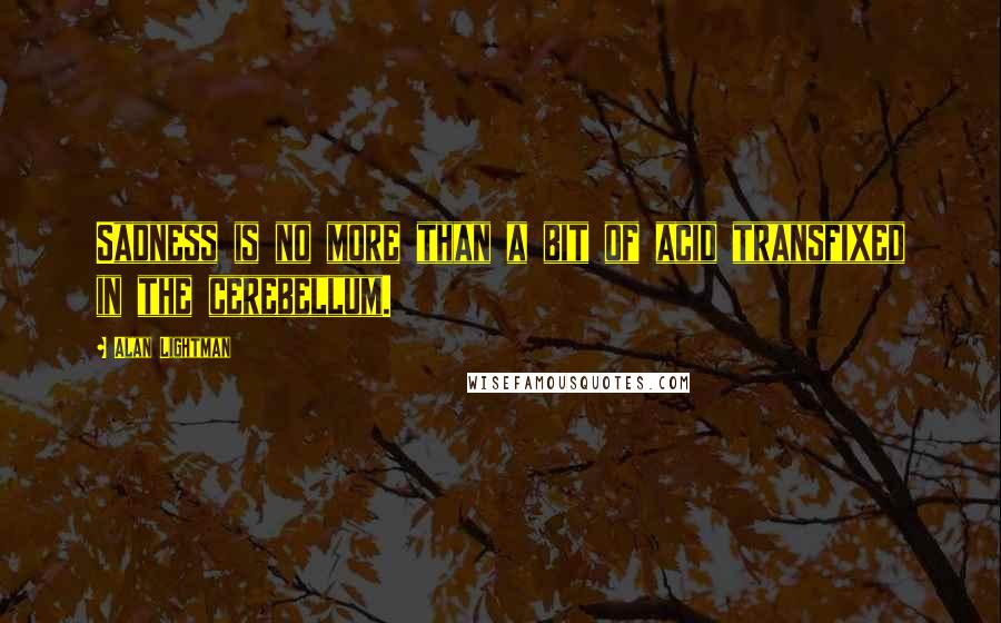 Alan Lightman Quotes: Sadness is no more than a bit of acid transfixed in the cerebellum.