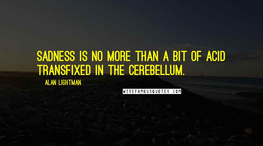 Alan Lightman Quotes: Sadness is no more than a bit of acid transfixed in the cerebellum.