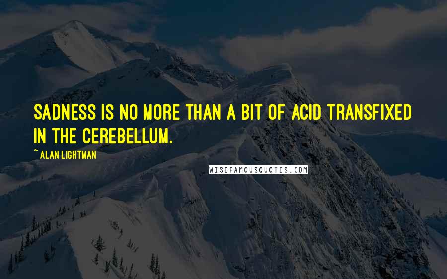 Alan Lightman Quotes: Sadness is no more than a bit of acid transfixed in the cerebellum.