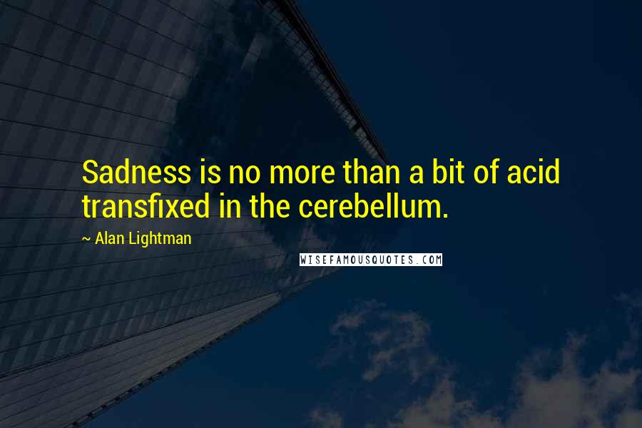 Alan Lightman Quotes: Sadness is no more than a bit of acid transfixed in the cerebellum.