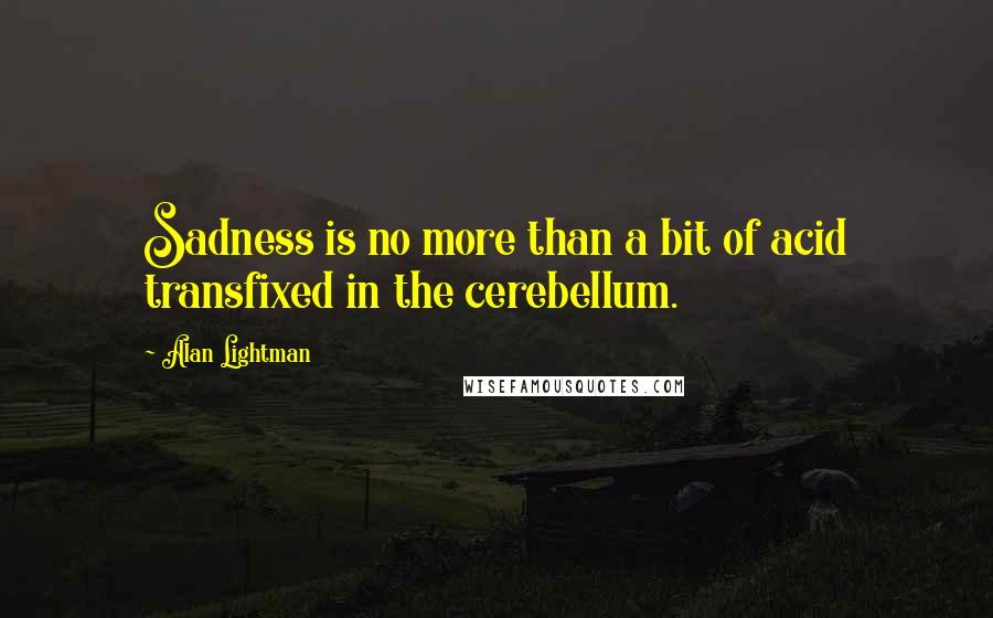 Alan Lightman Quotes: Sadness is no more than a bit of acid transfixed in the cerebellum.