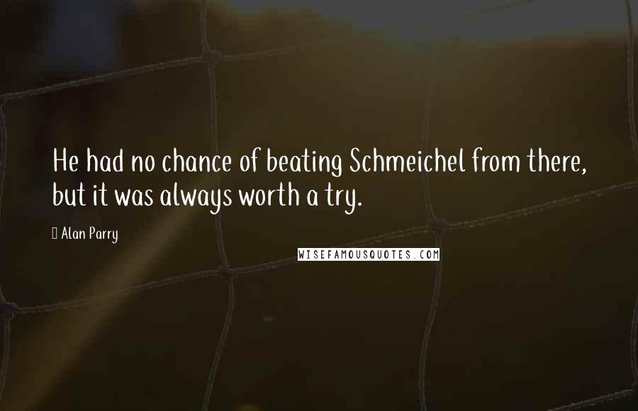 Alan Parry Quotes: He had no chance of beating Schmeichel from there, but it was always worth a try.