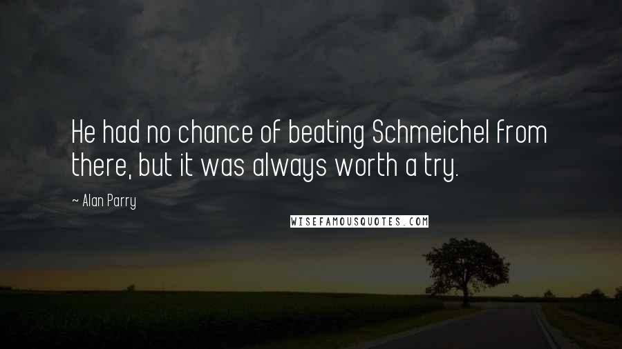 Alan Parry Quotes: He had no chance of beating Schmeichel from there, but it was always worth a try.