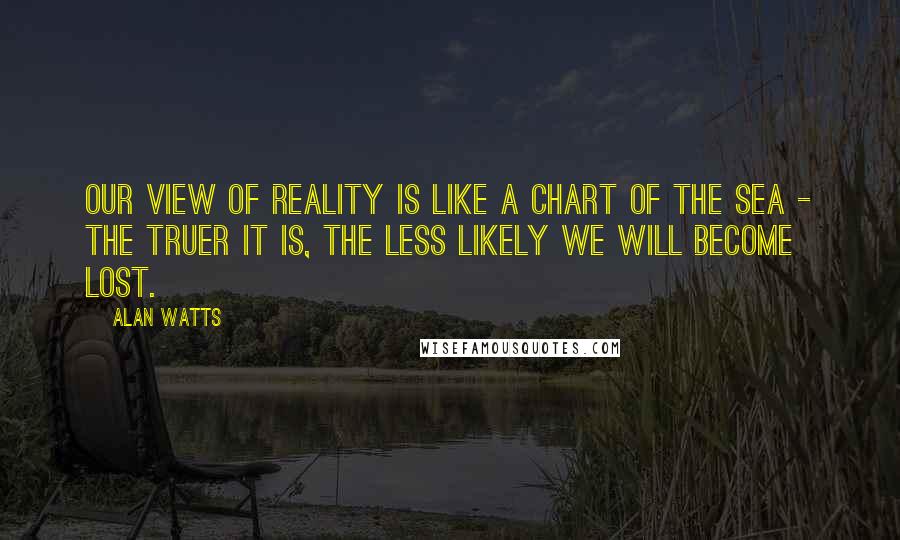 Alan Watts Quotes: Our view of reality is like a chart of the sea - the truer it is, the less likely we will become lost.