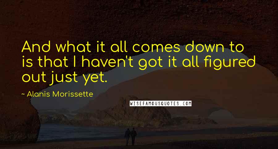 Alanis Morissette Quotes: And what it all comes down to is that I haven't got it all figured out just yet.