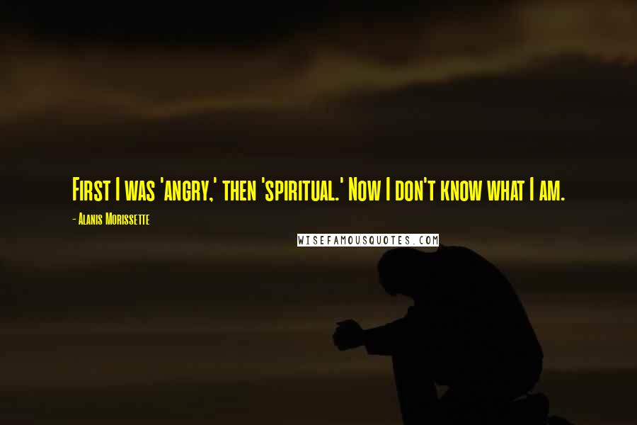Alanis Morissette Quotes: First I was 'angry,' then 'spiritual.' Now I don't know what I am.