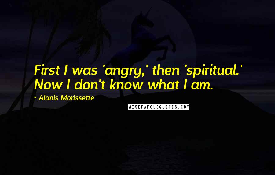 Alanis Morissette Quotes: First I was 'angry,' then 'spiritual.' Now I don't know what I am.