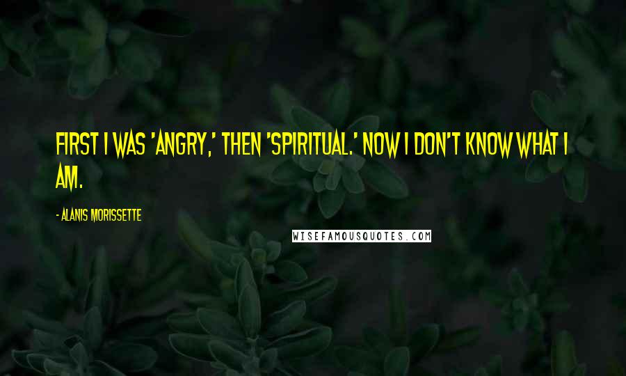 Alanis Morissette Quotes: First I was 'angry,' then 'spiritual.' Now I don't know what I am.