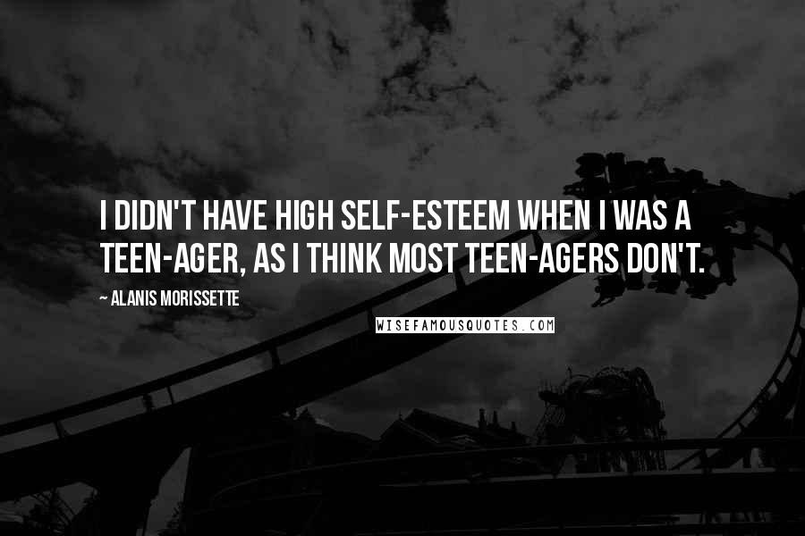 Alanis Morissette Quotes: I didn't have high self-esteem when I was a teen-ager, as I think most teen-agers don't.