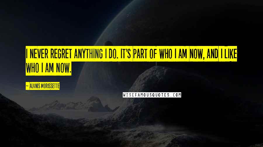 Alanis Morissette Quotes: I never regret anything I do. It's part of who I am now, and I like who I am now.