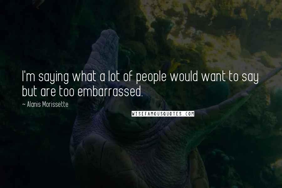Alanis Morissette Quotes: I'm saying what a lot of people would want to say but are too embarrassed.