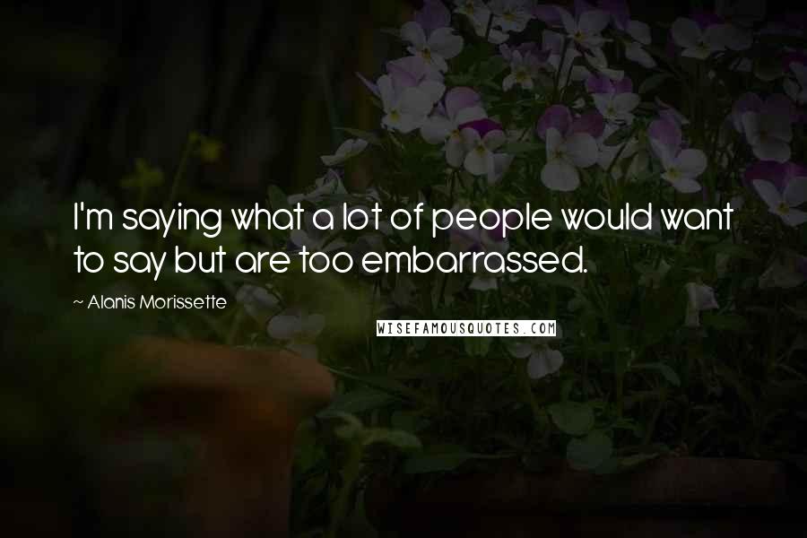 Alanis Morissette Quotes: I'm saying what a lot of people would want to say but are too embarrassed.