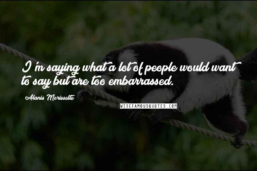Alanis Morissette Quotes: I'm saying what a lot of people would want to say but are too embarrassed.