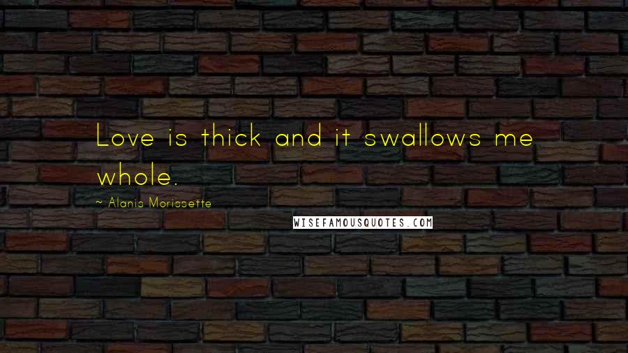 Alanis Morissette Quotes: Love is thick and it swallows me whole.