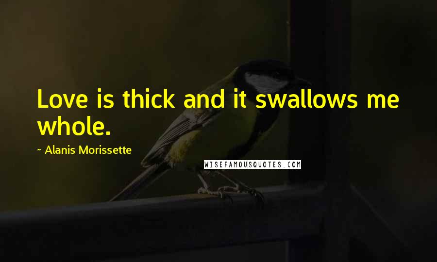 Alanis Morissette Quotes: Love is thick and it swallows me whole.