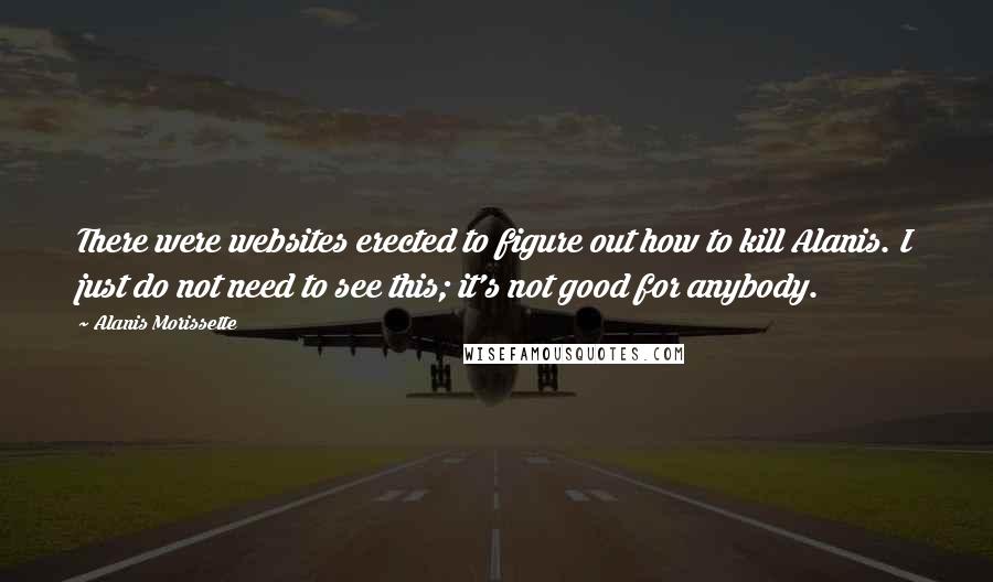 Alanis Morissette Quotes: There were websites erected to figure out how to kill Alanis. I just do not need to see this; it's not good for anybody.