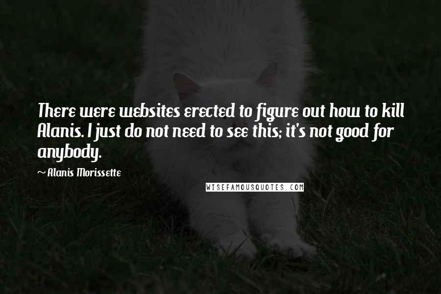 Alanis Morissette Quotes: There were websites erected to figure out how to kill Alanis. I just do not need to see this; it's not good for anybody.