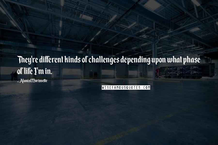 Alanis Morissette Quotes: They're different kinds of challenges depending upon what phase of life I'm in.