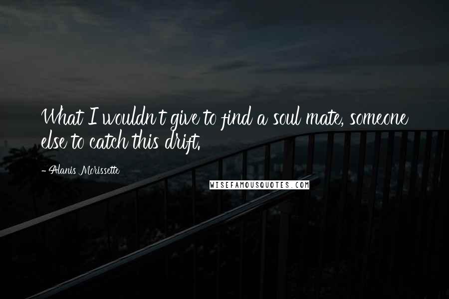 Alanis Morissette Quotes: What I wouldn't give to find a soul mate, someone else to catch this drift.