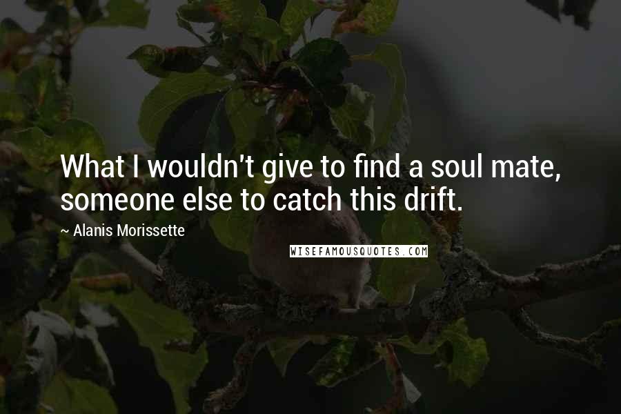 Alanis Morissette Quotes: What I wouldn't give to find a soul mate, someone else to catch this drift.