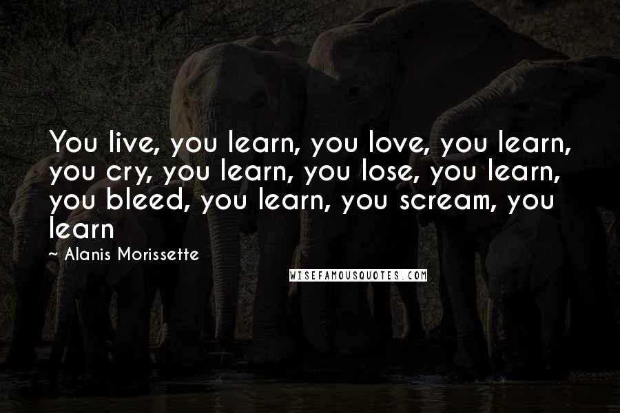 Alanis Morissette Quotes: You live, you learn, you love, you learn, you cry, you learn, you lose, you learn, you bleed, you learn, you scream, you learn