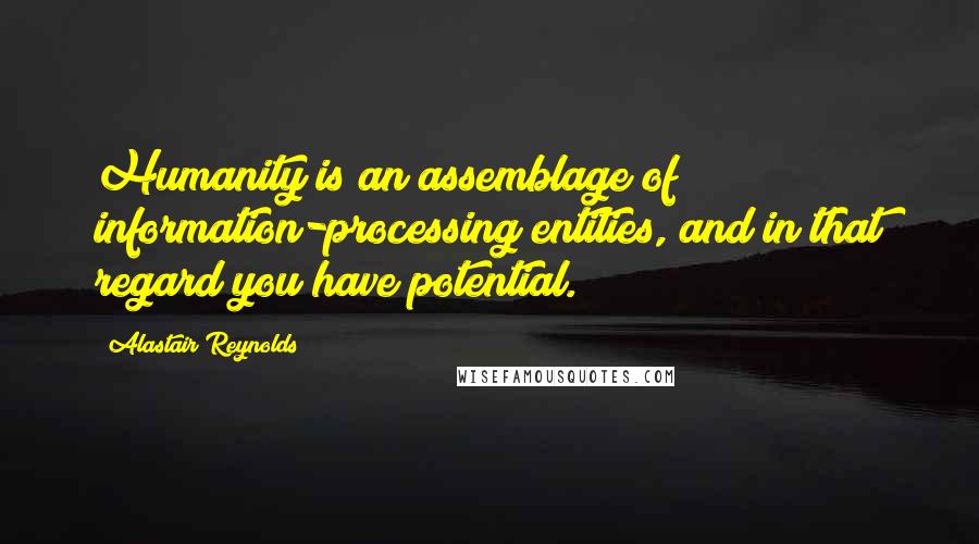 Alastair Reynolds Quotes: Humanity is an assemblage of information-processing entities, and in that regard you have potential.