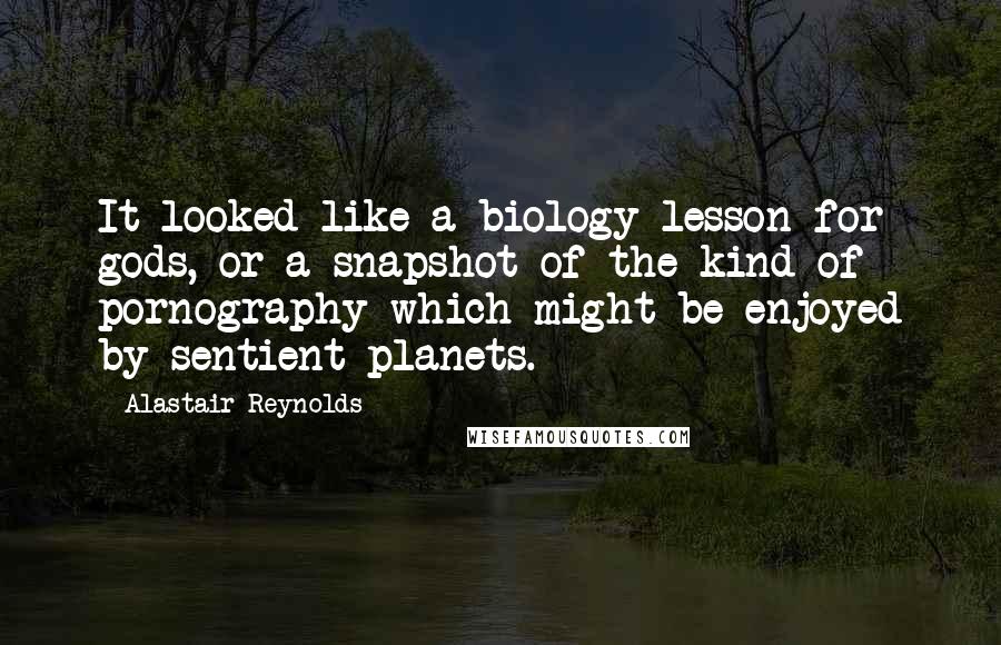 Alastair Reynolds Quotes: It looked like a biology lesson for gods, or a snapshot of the kind of pornography which might be enjoyed by sentient planets.