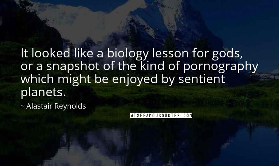 Alastair Reynolds Quotes: It looked like a biology lesson for gods, or a snapshot of the kind of pornography which might be enjoyed by sentient planets.