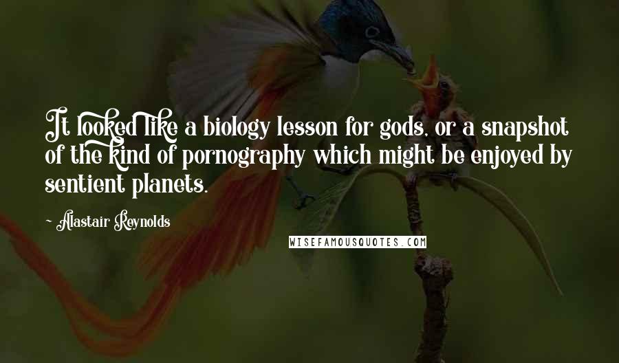 Alastair Reynolds Quotes: It looked like a biology lesson for gods, or a snapshot of the kind of pornography which might be enjoyed by sentient planets.