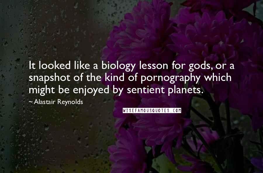 Alastair Reynolds Quotes: It looked like a biology lesson for gods, or a snapshot of the kind of pornography which might be enjoyed by sentient planets.