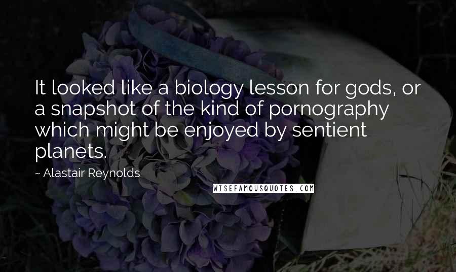 Alastair Reynolds Quotes: It looked like a biology lesson for gods, or a snapshot of the kind of pornography which might be enjoyed by sentient planets.