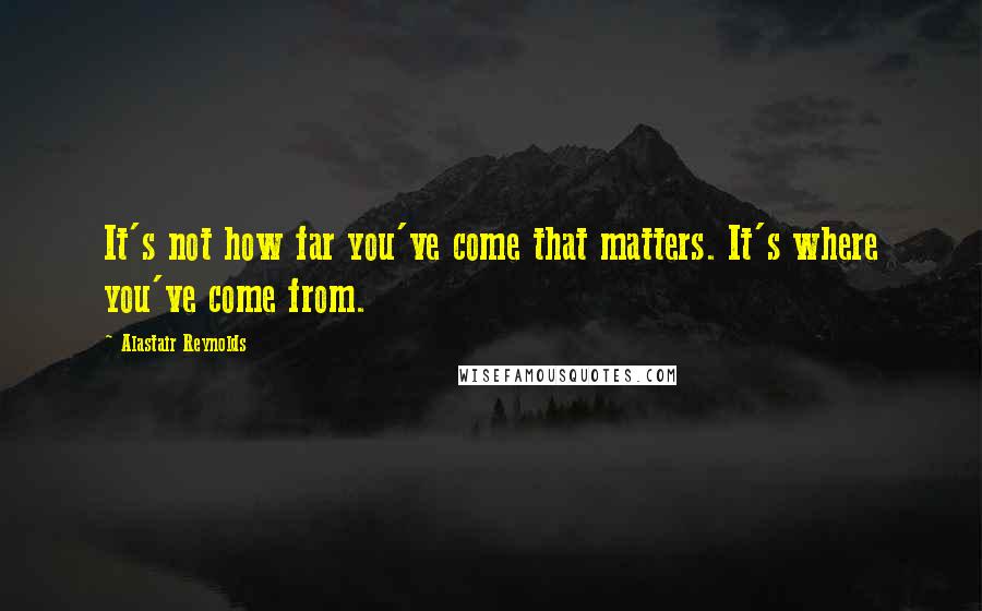 Alastair Reynolds Quotes: It's not how far you've come that matters. It's where you've come from.
