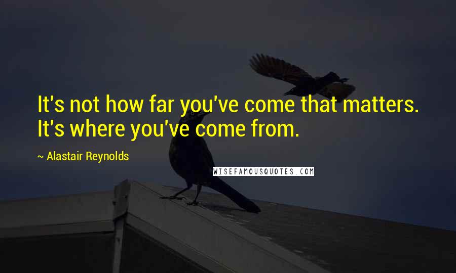 Alastair Reynolds Quotes: It's not how far you've come that matters. It's where you've come from.