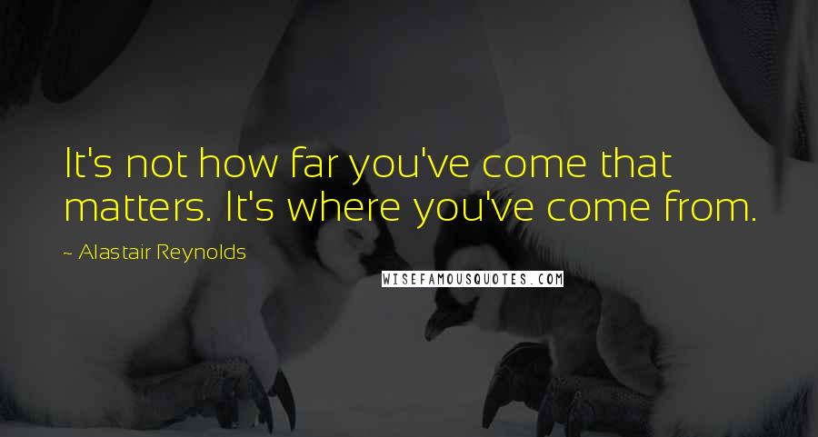 Alastair Reynolds Quotes: It's not how far you've come that matters. It's where you've come from.