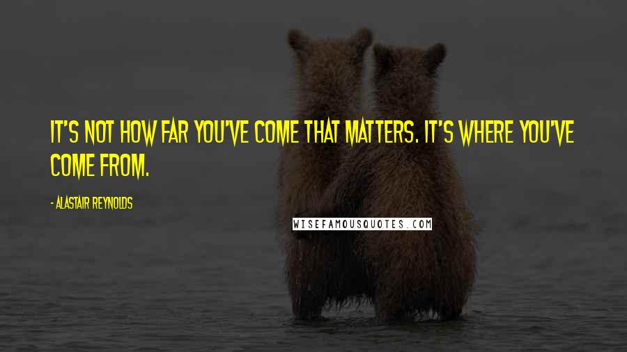 Alastair Reynolds Quotes: It's not how far you've come that matters. It's where you've come from.