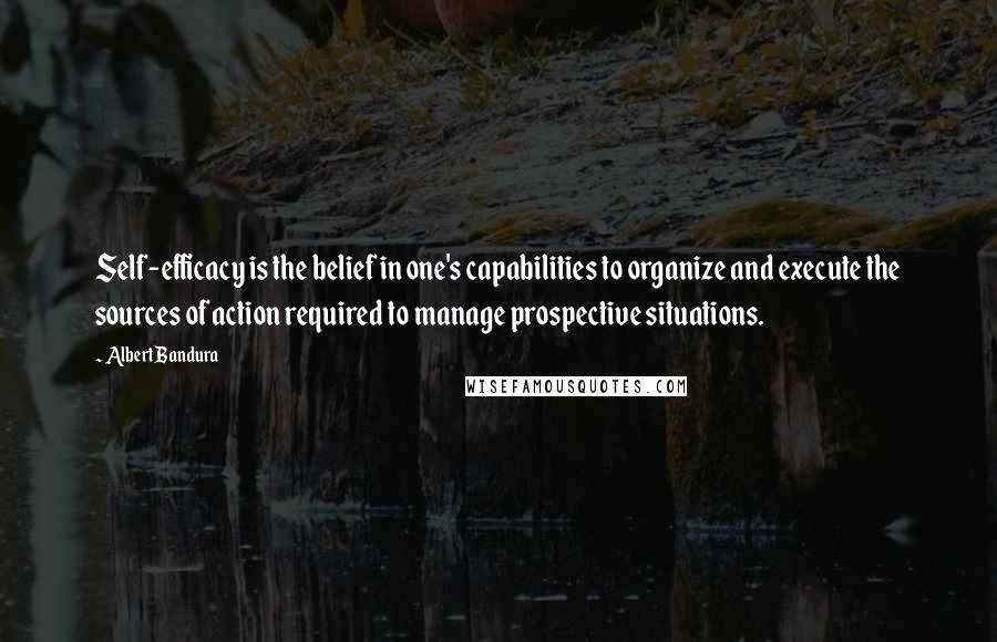 Albert Bandura Quotes: Self-efficacy is the belief in one's capabilities to organize and execute the sources of action required to manage prospective situations.