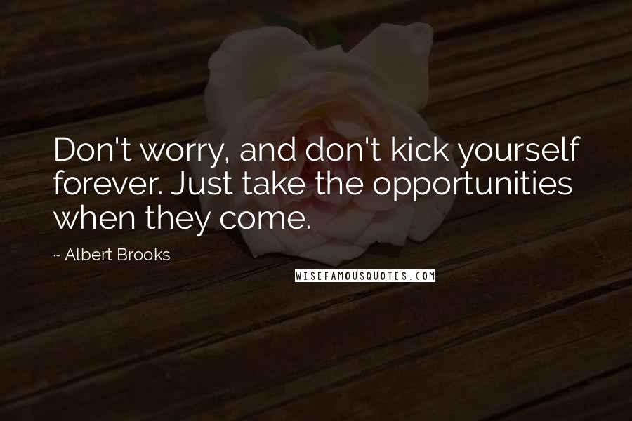 Albert Brooks Quotes: Don't worry, and don't kick yourself forever. Just take the opportunities when they come.